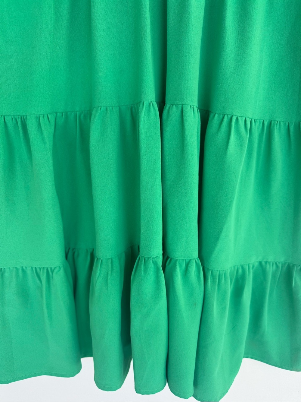 Pomander Place Emerald Green Tiered V-Neck Mini Shift Dress - Picture 6 of 13